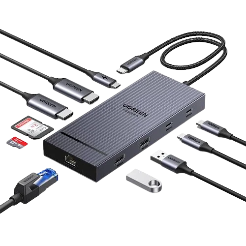 داک UGREEN Revodok 10 در 1 با دو HDMI 4K و اترنت گیگابیتی