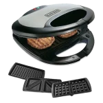 ساندویچ ساز ۳ کاره Black+Decker TS2090-B5، ۷۵۰ وات با صفحات گریل و وافل