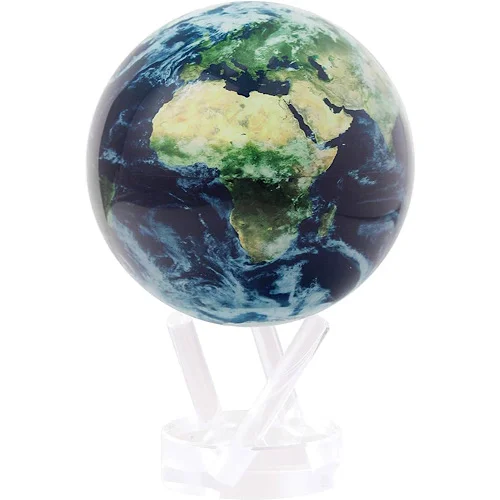 گوی چرخان زمین MOVA مدل Earth with Clouds سایز ۴٫۵ اینچ با پایه شفاف